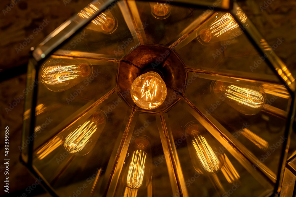 Warm and Vintage Interior light,Celebration Light bulb,different perspectives.