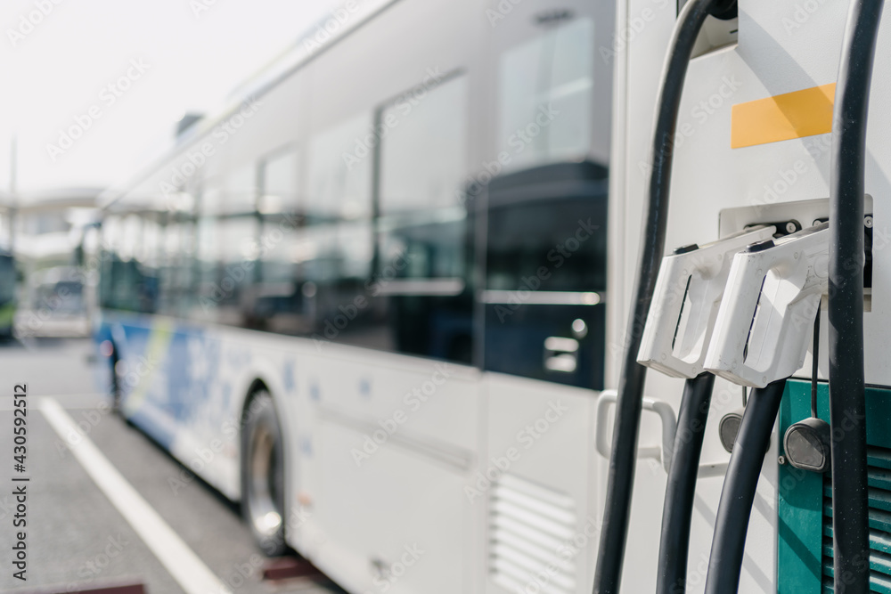 bus is charging in power station