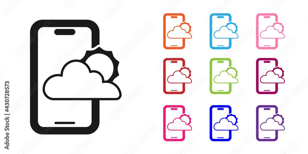 黑色天气预报图标隔离在白色背景上。将图标设置为彩色。矢量
