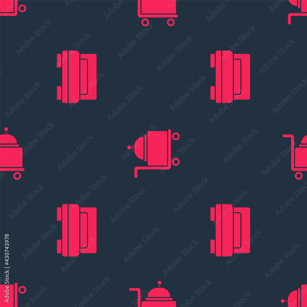 Set Hotel room bed and Covered with tray on seamless pattern. Vector