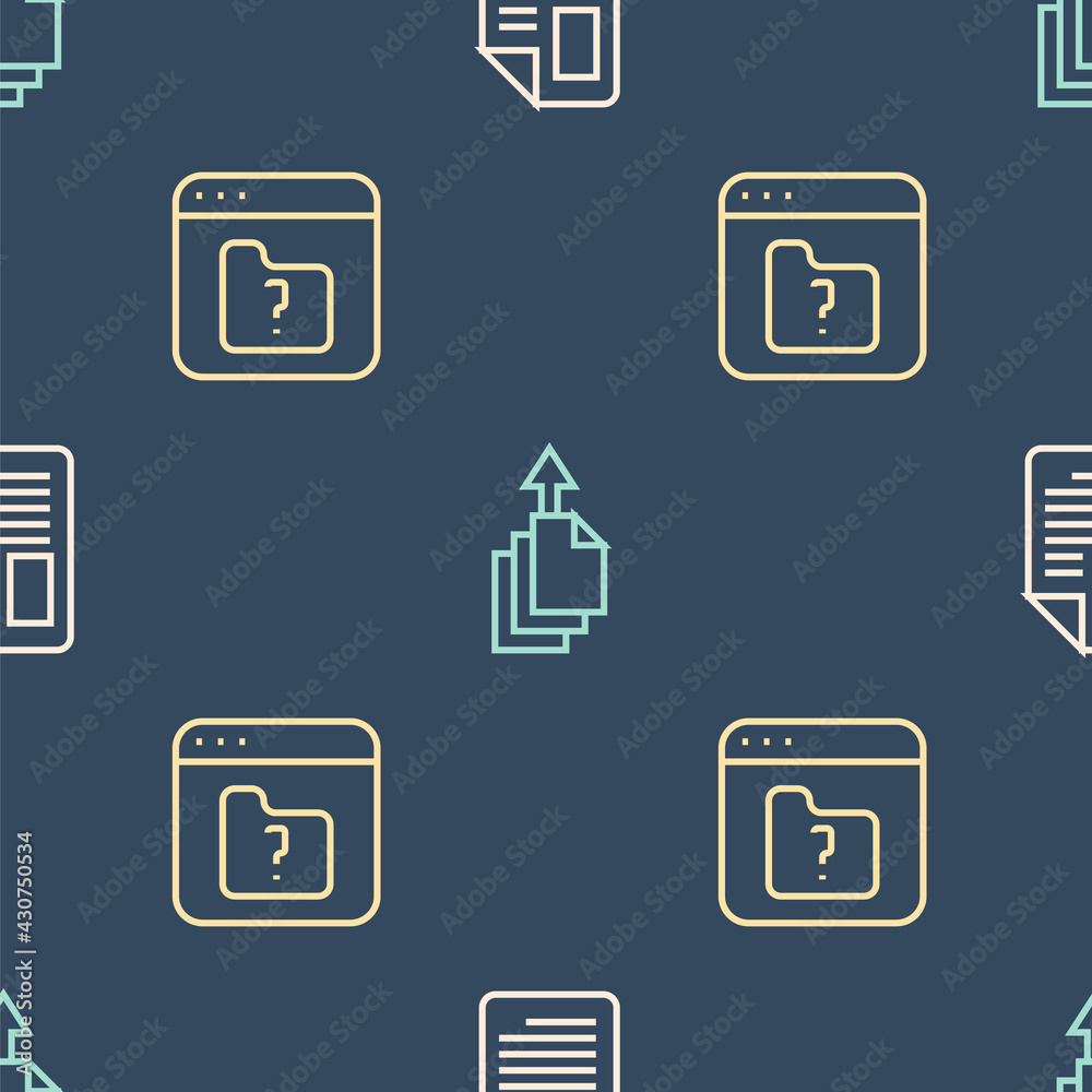 Set line File document, missing and Data export on seamless pattern. Vector