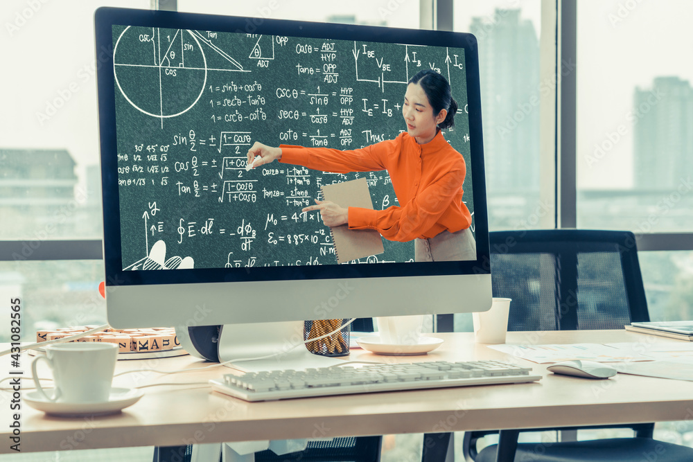 学生和大学的电子学习和在线教育概念。视频电话会议技术