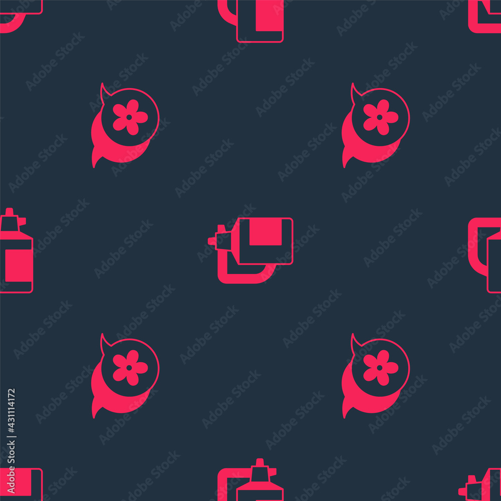 Set Flower and Garden sprayer for fertilizer on seamless pattern. Vector