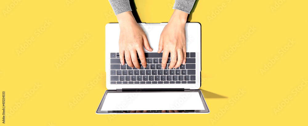 Person using a laptop computer