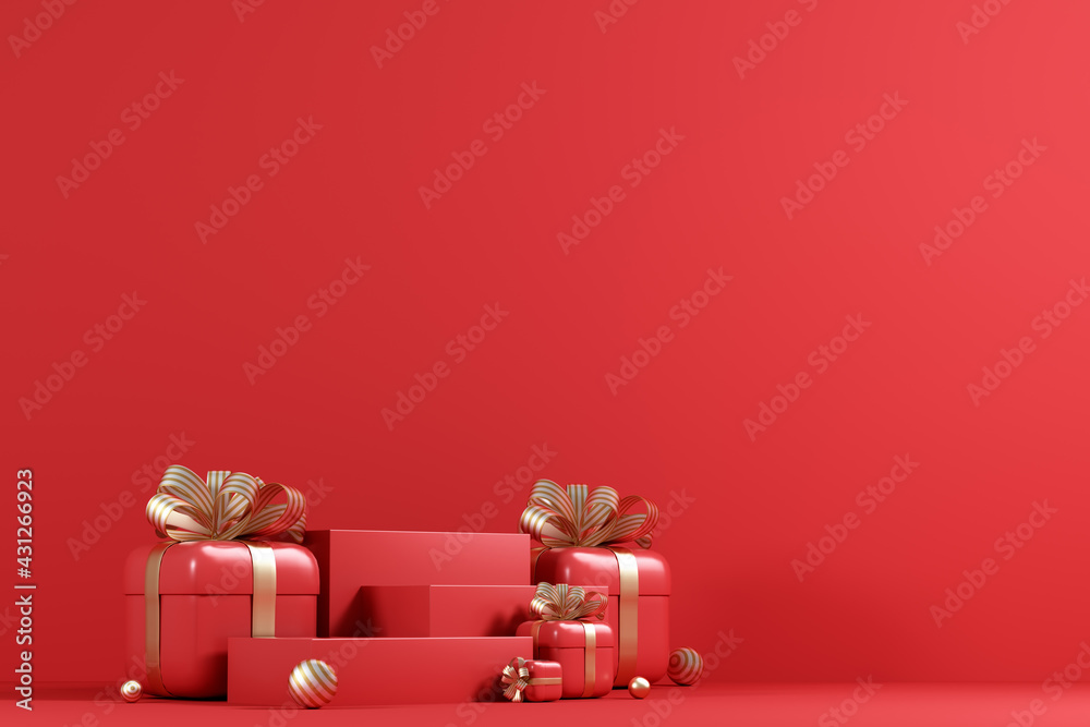 3D rendered simple gift box scene