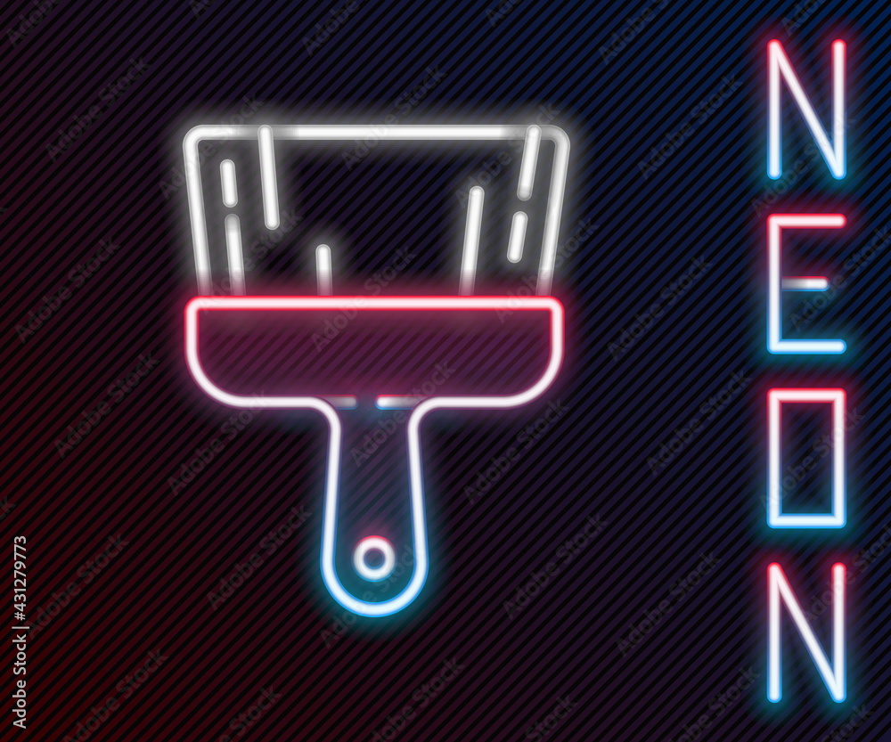 Glowing neon line Paint brush icon isolated on black background. Colorful outline concept. Vector Il