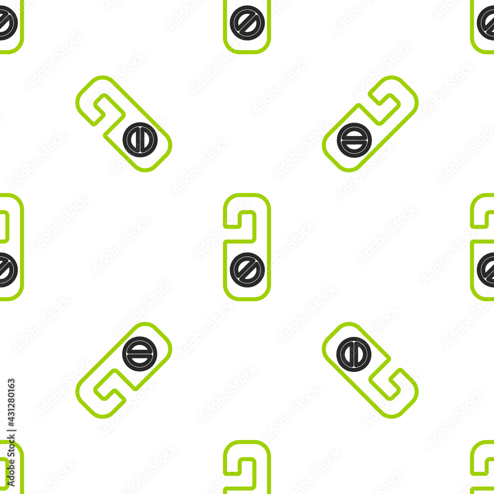 Line Please do not disturb icon isolated seamless pattern on white background. Hotel Door Hanger Tag