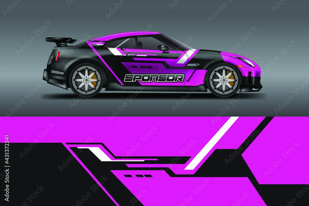 Car Wrap Racing Design Vector , Background for Vehicle , Rally , Drift .