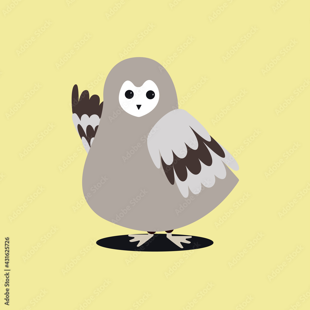 Owl animal cute wildlife cartoon illustration for kids