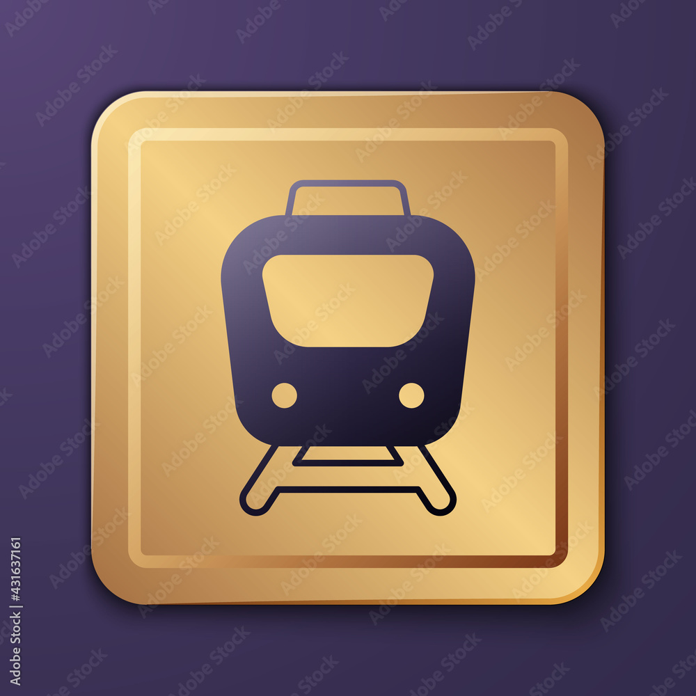 Purple Train icon isolated on purple background. Public transportation symbol. Subway train transpor