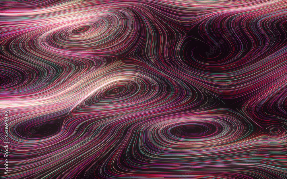 Magic vortex lines, fantasy wave pattern, 3d rendering.