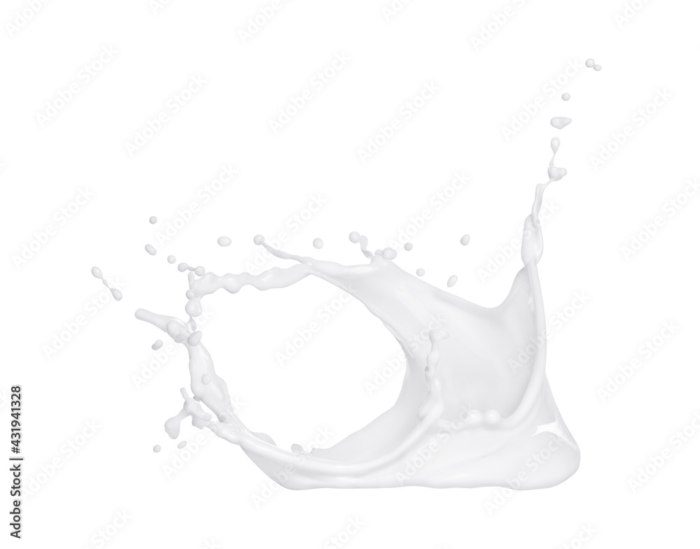 Beautiful splash of milk on white background