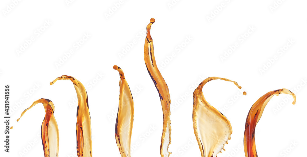 Set of splash coffee on a white background.