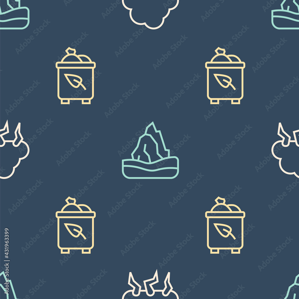 Set line Storm, Recycle bin with recycle and Iceberg on seamless pattern. Vector