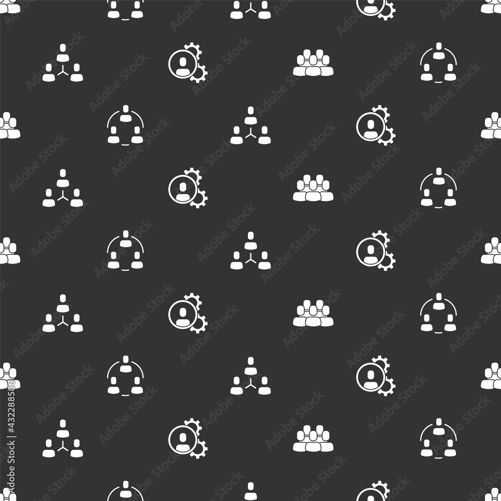 Set Project team base, , and Head hunting on seamless pattern. Vector