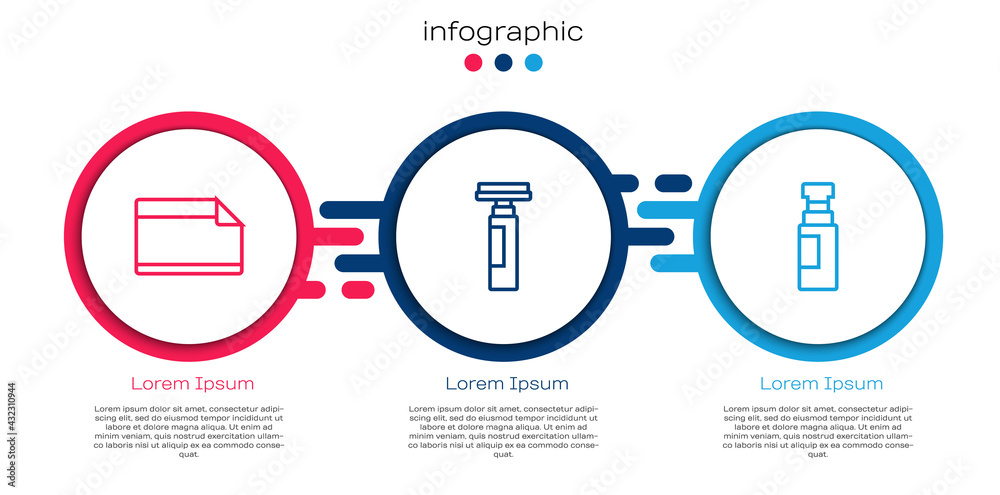 Set line Paper adhesive sticker, Marker pen and . Business infographic template. Vector