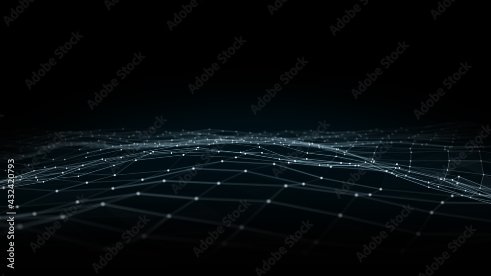 beautiful abstract wave technology background.Connection structure.Big data visualization and Busine