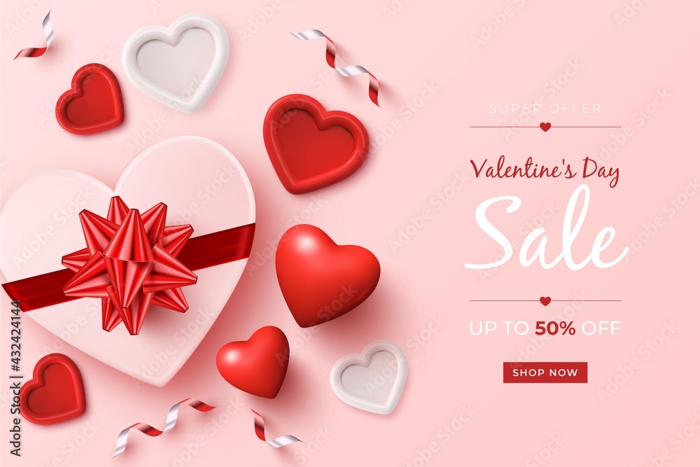 Valentines Day Sale Promo With Realistic Elements