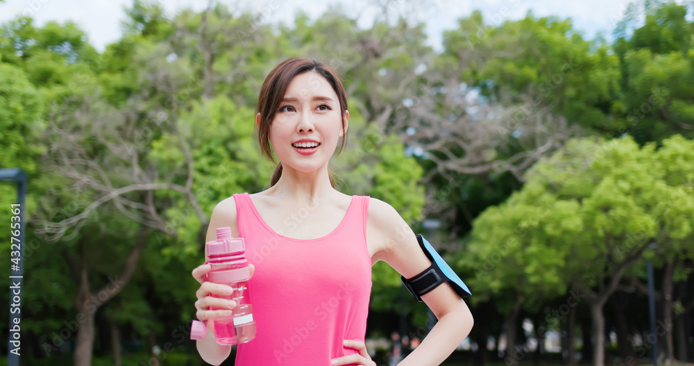 sport woman drink water