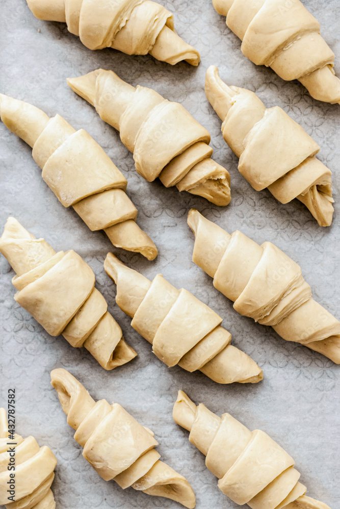 Croissant baking preparation food photography