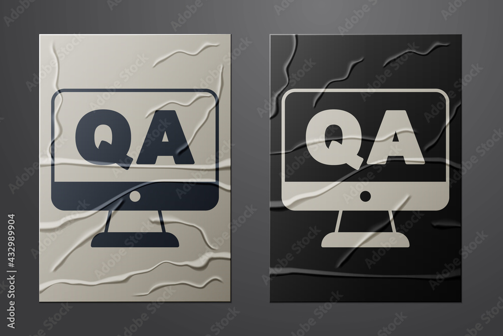 White Speech bubbles with Question and Answer icon isolated on crumpled paper background. Q and A sy