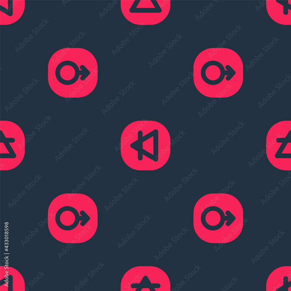 Set Mars and Air element on seamless pattern. Vector