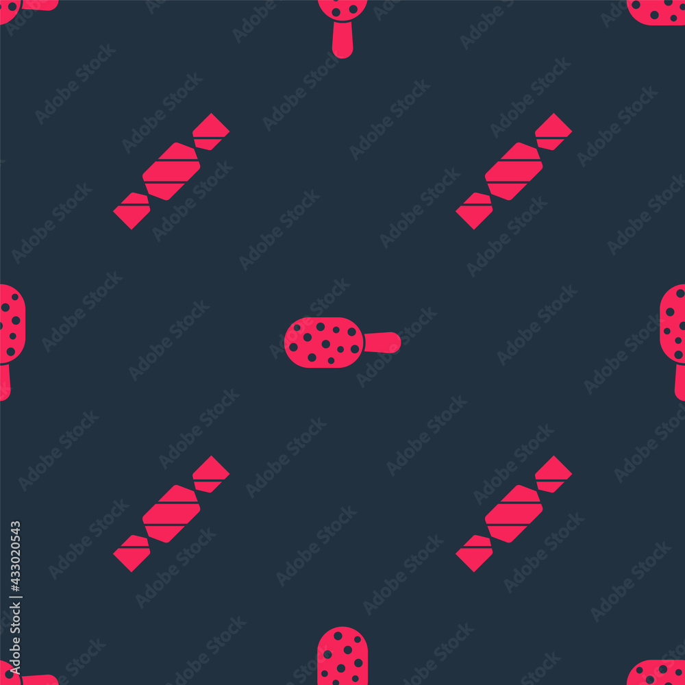 Set Candy and Ice cream on seamless pattern. Vector