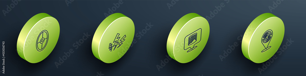 Set Isometric line Greek shield, Zeus, Ancient column and Minotaur labyrinth icon. Vector