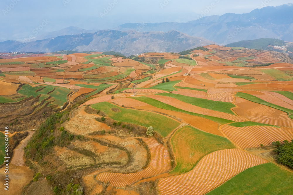 aerial view of yunnan red land