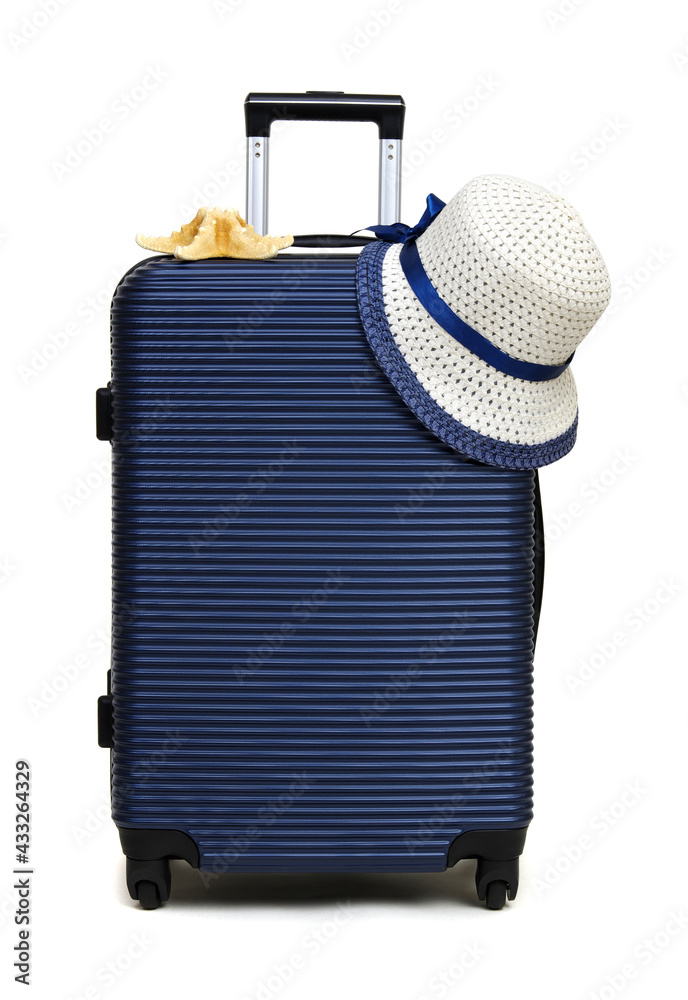 Traveler accessories on white background.