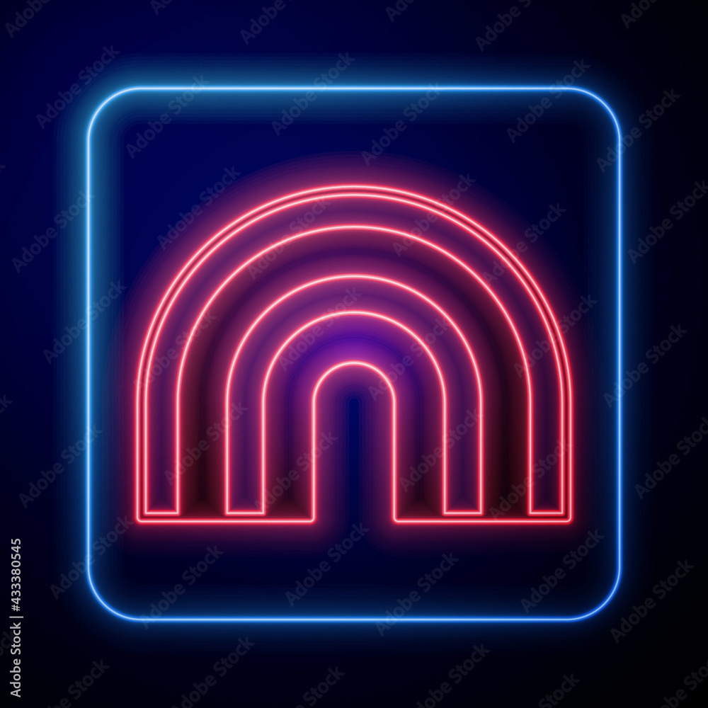 Glowing neon Rainbow icon isolated on black background. Vector