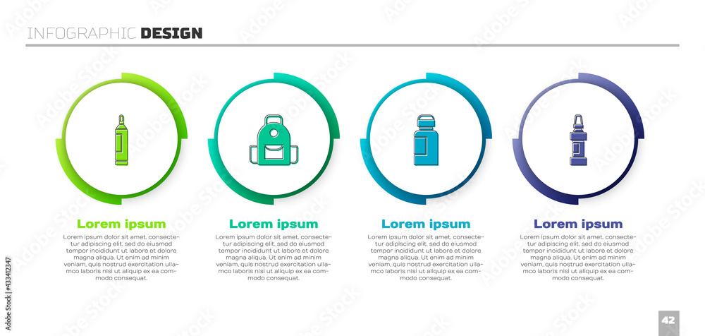 Set Marker pen, School backpack, Paint, gouache, jar, dye and . Business infographic template. Vecto