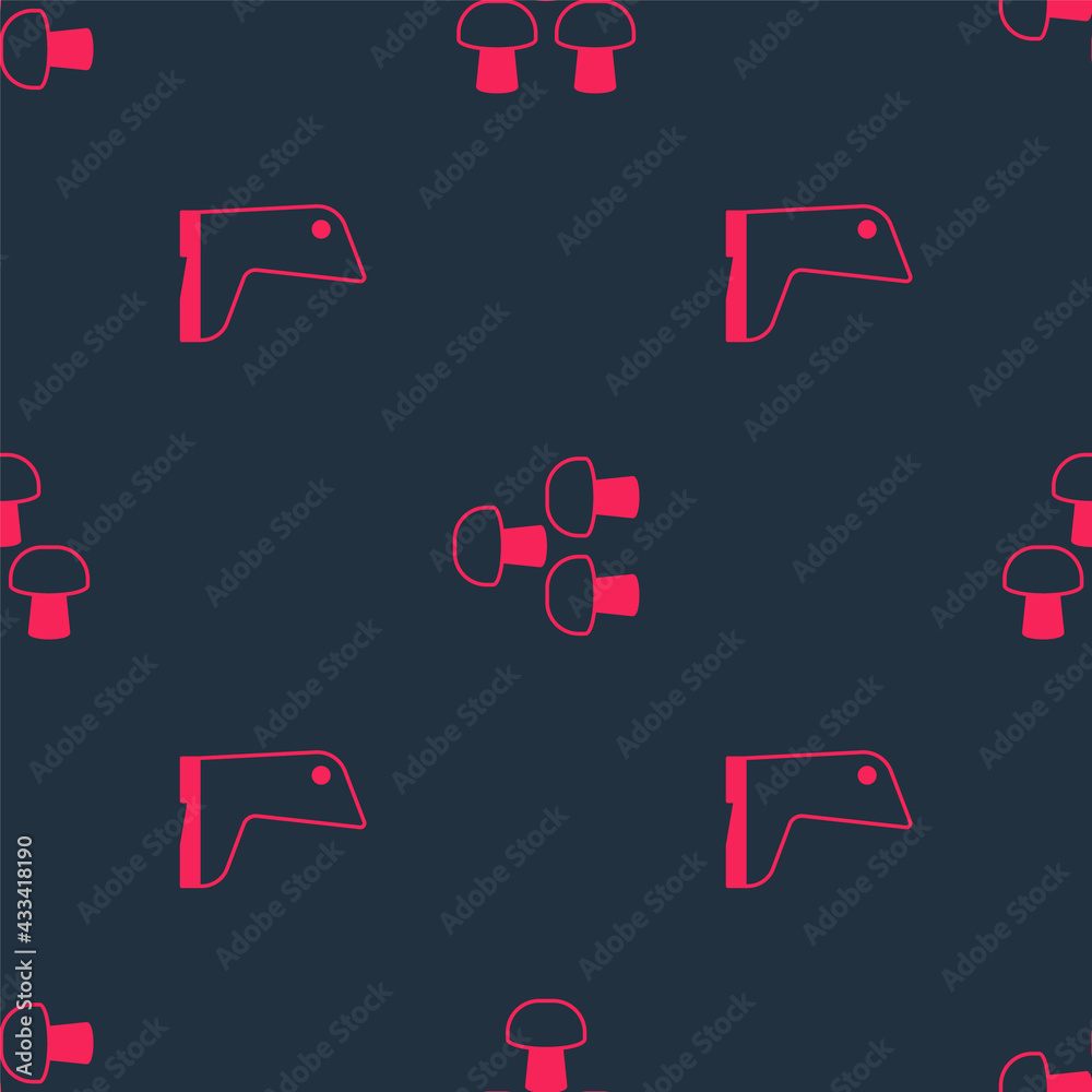 Set Rubber gloves and Mushroom on seamless pattern. Vector