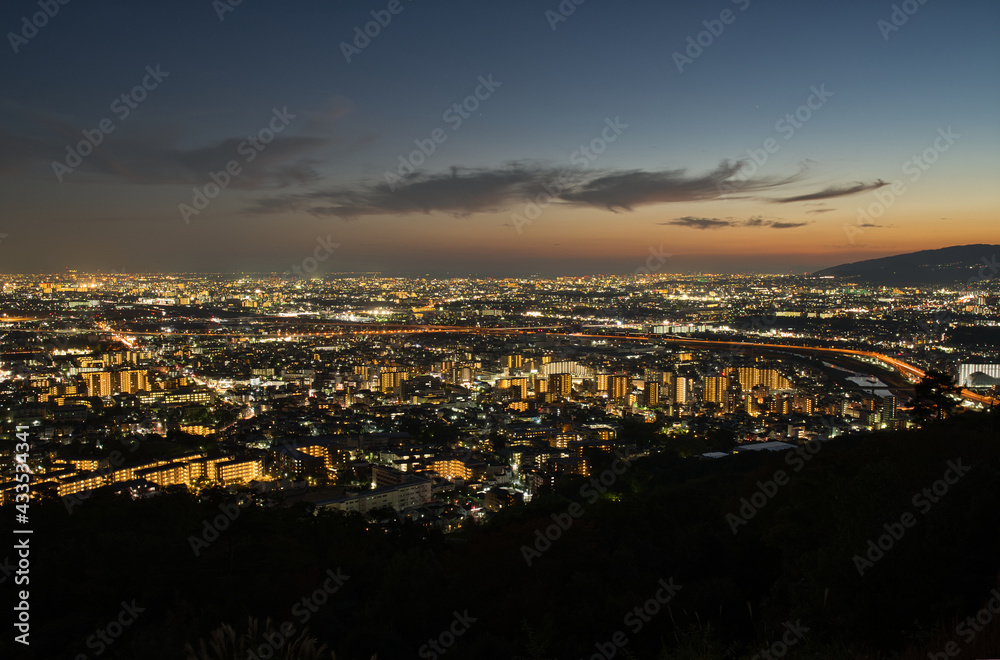 大阪府池田市　五月平展望台からの大阪の夜景