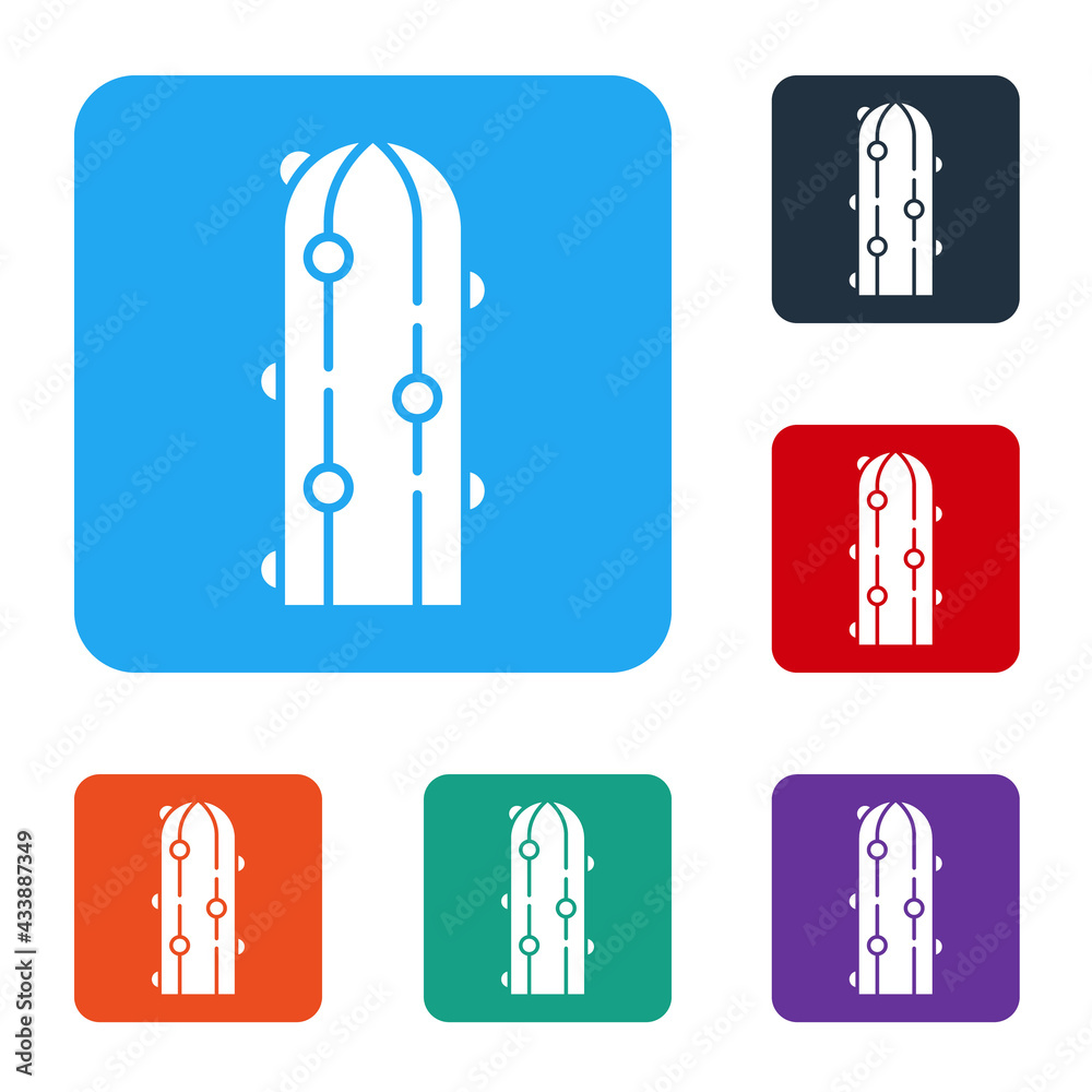 白色仙人掌图标隔离在白色背景上。将图标设置为彩色方形按钮。矢量