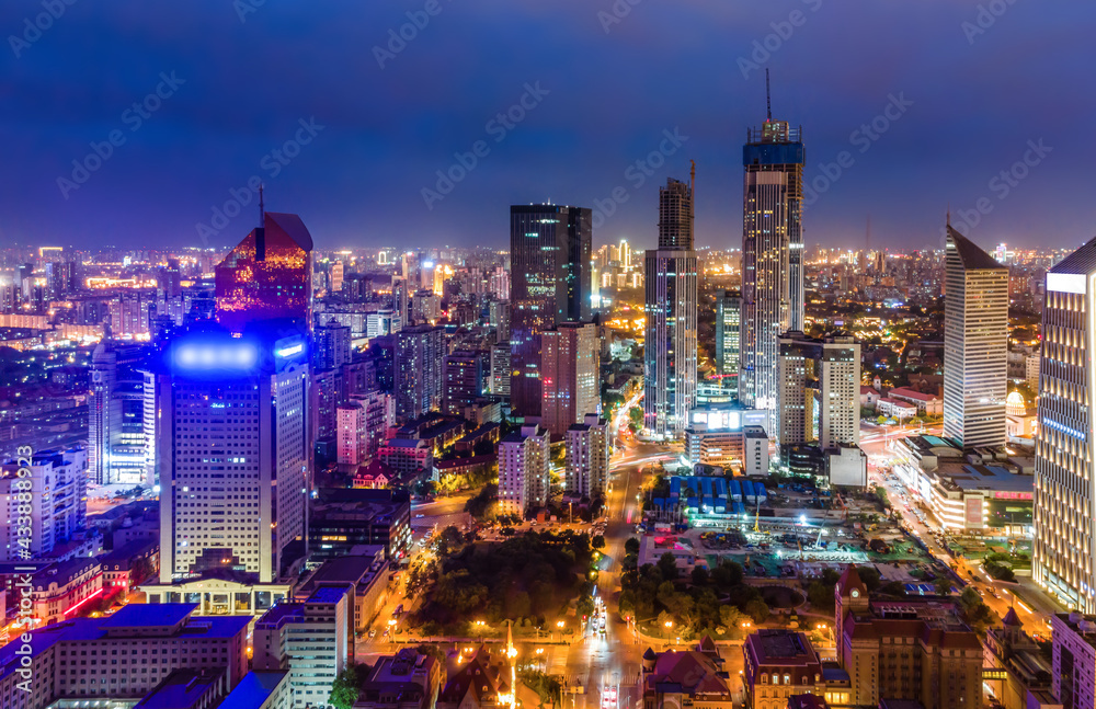 天津城市夜景航拍