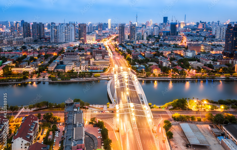 天津城市夜景航拍