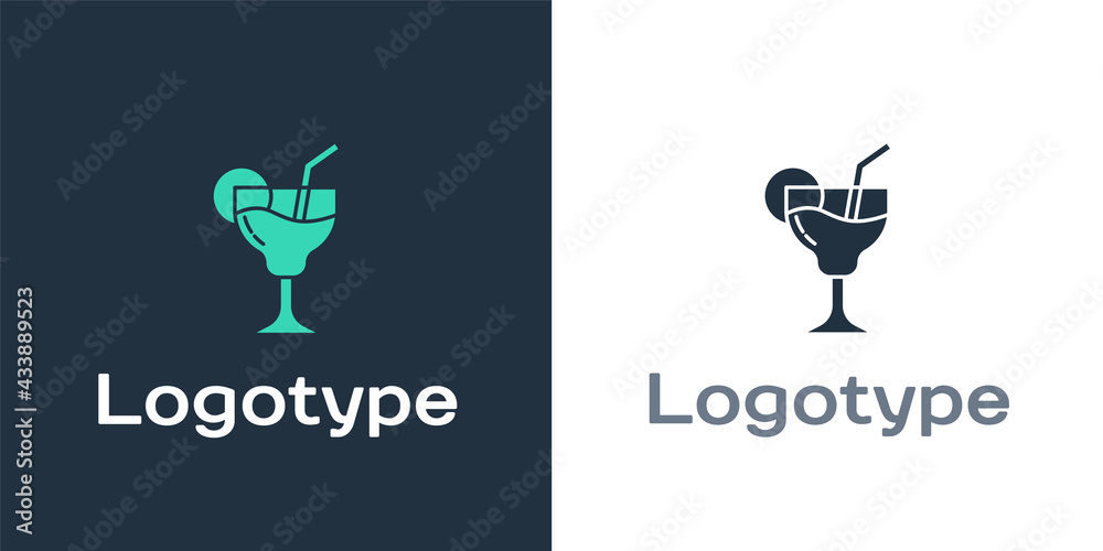 Logotype Cocktail and alcohol drink icon isolated on white background. Logo design template element.