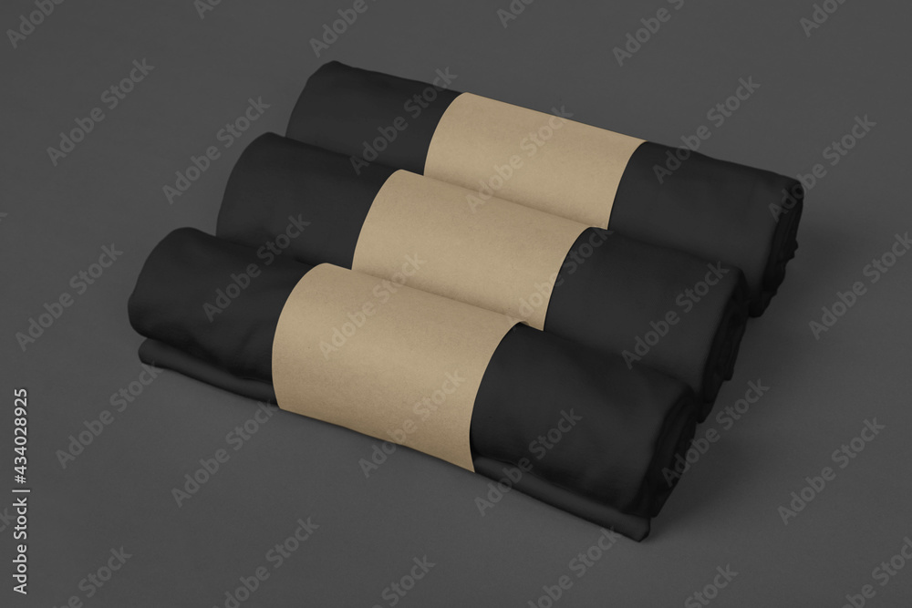 Package with T-Shirt roll mockup template