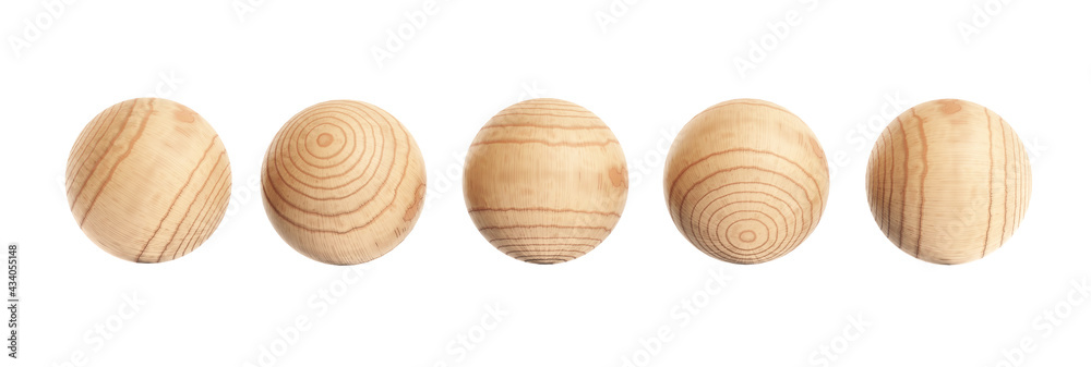 Wooden balls isolated on white background.