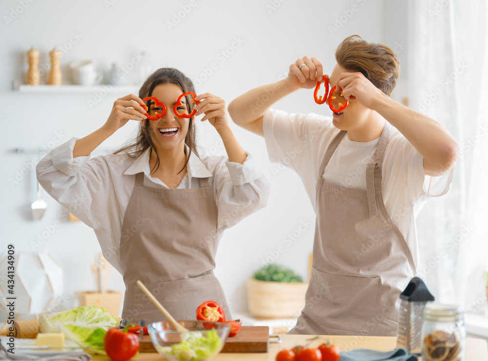 loving couple is preparing the proper meal