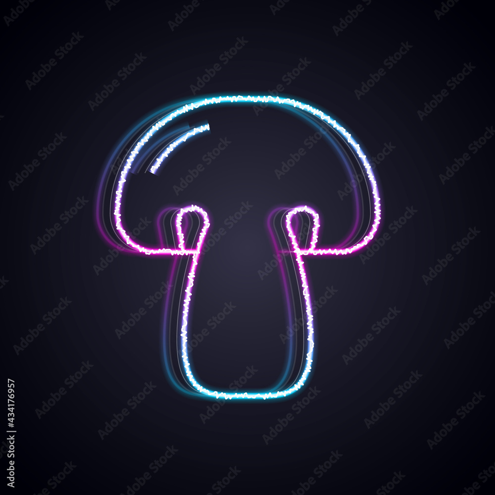 Glowing neon line Mushroom icon isolated Glowing neon line background. Vector