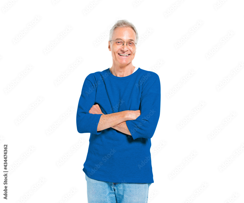 Confident Mature Man Standing with Arms Crossed