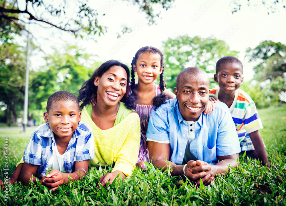 Happy family together in the park