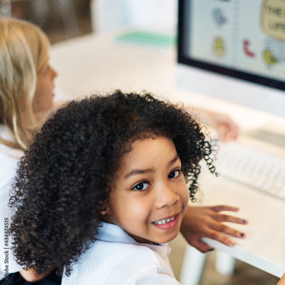 Young students in computer class