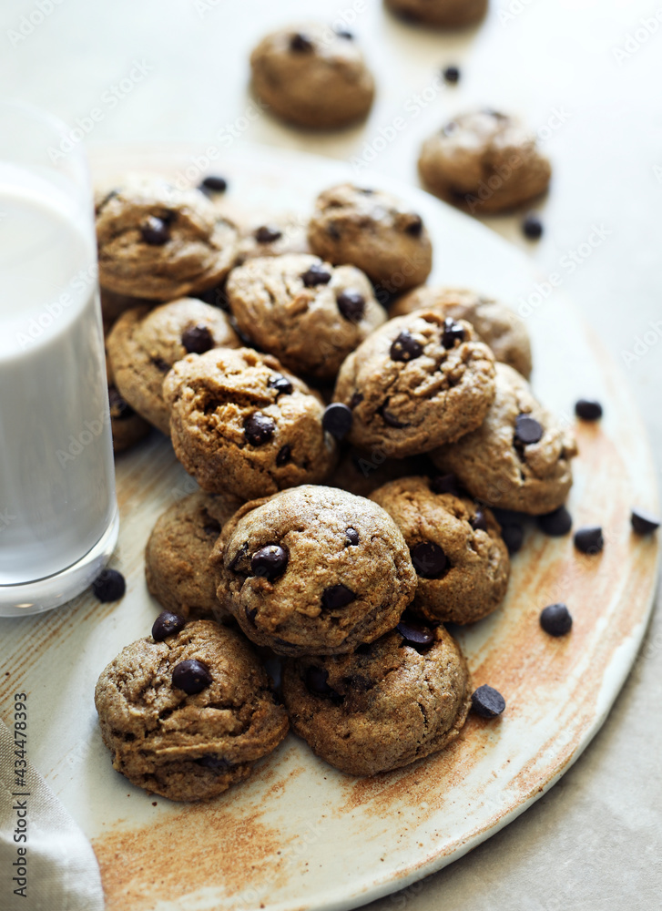 Homemade vegan chocolate chip cookies