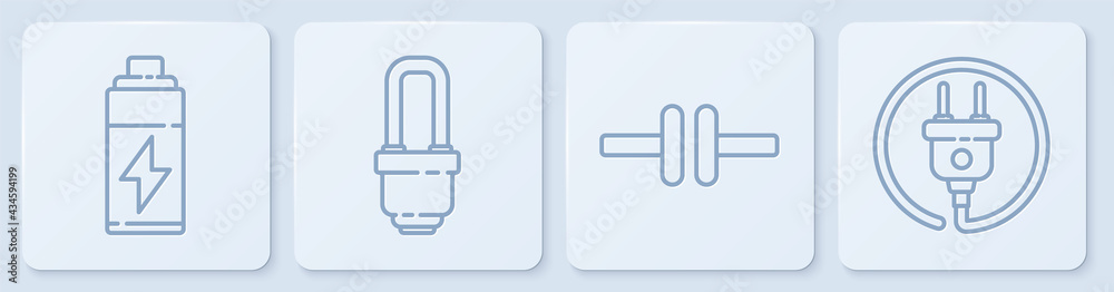 设置线路电池，电路方案，LED灯泡和电插头。白色方形按钮。Ve