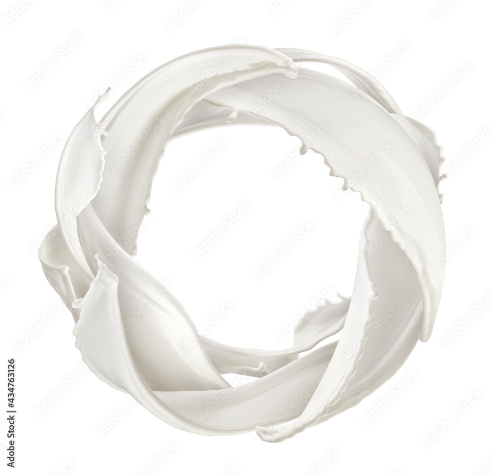 Circle milk splash isolated on white background