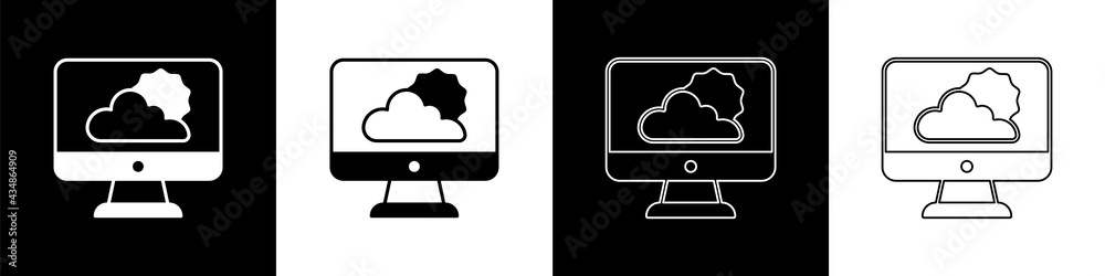 Set Weather forecast icon isolated on black and white background. Vector