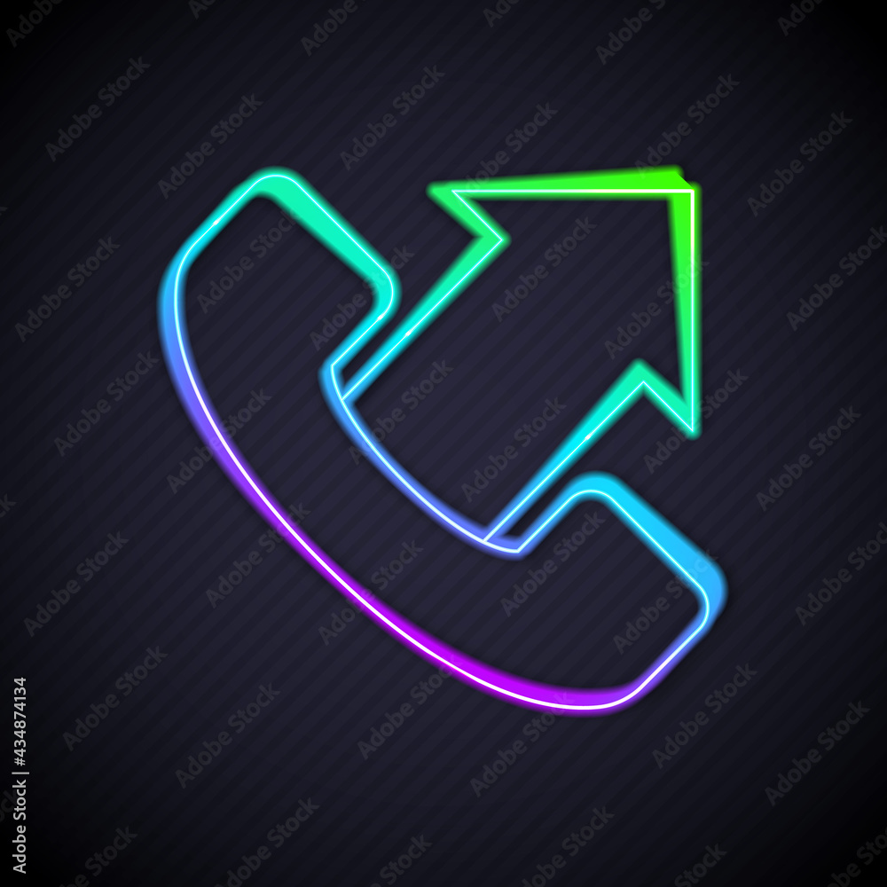 Glowing neon line Telephone 24 hours support icon isolated on black background. All-day customer sup